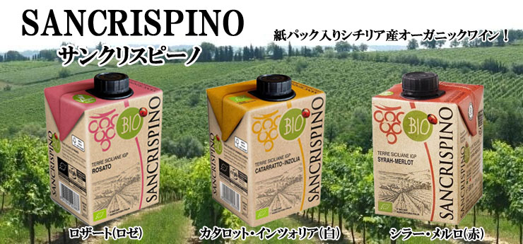コンパクトサイズの紙パックワイン（箱ワイン）「サンクリスピーノ」500mlビオワイン（有機ワイン）