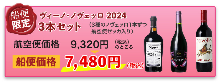 船便ヴィーノ・ノヴェッロ3本セット 2024